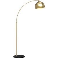 HOMCOM Lampadaire lampe de salon arc réglable pied marbre style vintage 40W E27 dim. 100-115L x 30l x 170-180H cm doré