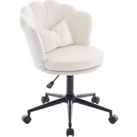 Fauteuil pivotant moderne avec dossier en forme de pétale, réglable en hauteur et design rotatif à 360°, 55x62x73-83 cm, Beige