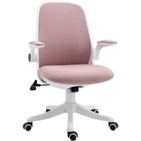 Vinsetto Fauteuil chaise de bureau tissu lin hauteur réglable pivotante 360° accoudoirs relevables support lombaires réglable rose Aosom France
