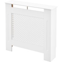 HOMCOM Cache-radiateur, couvercle de radiateur, couverture radiateur, grille ronde, 78L x 19l x 82H cm en bois blanc