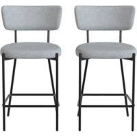 HOMCOM 2er-Set Barhocker, Barstühle, gepolsterte Sitzfläche 63H cm, gewölbte Rückenlehne und Fußstütze, Metallfüße, Leinenoptik-Stoff, Tresenstühle Küche, Esszimmer, Tresen, grau Aosom