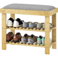 Aosom Réduction de 33 % banc à chaussures HOMCOM en bambou 3 niveaux 60 x 29 x 49 cm