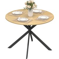 HOMCOM Table ronde pour 4 personnes, table de cuisine style industriel avec pieds en acier, pour salle à manger, cuisine, Chêne