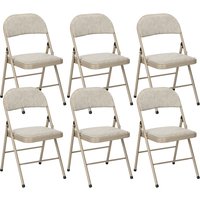 HOMCOM Lot de 6 chaises pliantes chaises de salle à manger portables cadre en acier dim. 45l x 46P x 78H cm beige