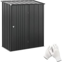 Outdoor Storage Shed Garden Metal Shed Single Door Backyard Patio Lawn 5.3 x 3.1ft Charcoal Grey Aosom UK