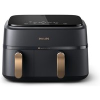 Friteuse sans huile - PHILIPS - NA352/04 - Airfryer Série 3000 double panier 9L avec accessoire - 8 préréglages - 2750W - Noir/Doré