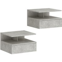 HOMCOM Set aus 2 schwebenden Nachttischen mit Schublade, Nachttische für Schlafzimmer, wandmontiert, moderner Stil, für Wohnzimmer, 35x32x22,5 cm, Betongrau Aosom