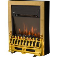 HOMCOM Cheminée électrique Effet de Flamme Style néo rétro Thermostat 1000-2000 W Noir Or