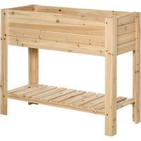 Outsunny Wooden Raised Garden Plant Stand Outdoor Tall Flower Bed Box with Clapboard, Nature Wood Color 100 x 40 x 84cm|Aosom Ireland