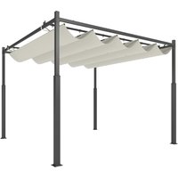 3 x 3 Garden Pergola Retractable Roof Magnetic Fixture Outdoor Pergola Kit Sun Shade Canopy UPF30+ Cream