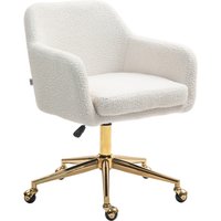 HOMCOM Chaise de bureau fauteuil de bureau avec roulettes hauteur réglable assise pivotante à 360° 60 x 61 x 79-88 cm crème