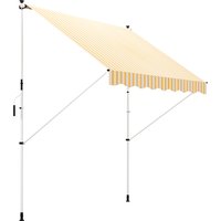 Outsunny Store banne Manuel rétractable 3L x 1,5l m Auvent Téléscopique sans Perçage Inclinaison et Hauteur réglable Installation Rapide métal alu Polyester Anti-UV orange blanc rayé
