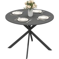 HOMCOM Table ronde pour 4 personnes, table de cuisine style industriel avec pieds en acier, pour salle à manger, cuisine, Noir