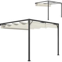 Outsunny 3 x 3(m) Outdoor Pergola with Retractable Canopy -Cream White