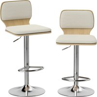 HOMCOM Set di 2 Sgabelli Alti da Cucina Girevoli a 360° Regolabili in Altezza 81-102 cm Rivestiti in Lino Beige Aosom Italy