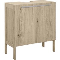 HOMCOM Meuble salle de bain sous lavabo - meuble sous-vasque - placard 2 portes avec étagère - dim. 60L x 30l x 70H cm - MDF imitation bois gris