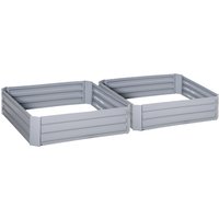 Outsunny Lot de 2 carré potager de jardin dim. 100L x 100l x 30H cm - tôle d'acier ondulée gris