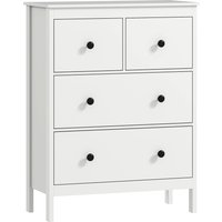 HOMCOM Kommode Sideboard mit 4 Schubladen Moderner Aufbewahrungsschrank Schubladenschrank für Wohnzimmer Schlafzimmer Flur 74 x 35 x 97 cm Weiß Aosom