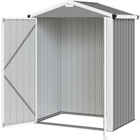 Outsunny Abri de Jardin 1,1 m² en Acier Galvanisé, Abri de Jardin avec Portes Doubles Larges Verrouillables, Toit Incliné, Gants, Abri à Outils, 133x87x178 cm, Gris argenté