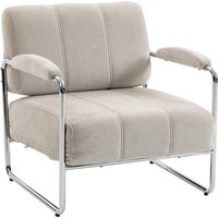 HOMCOM Fauteuil de salon Fauteuil de chambre Rembourrage épais en chenille Beige