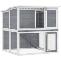 PawHut 2-Tier Wooden Rabbit Hutch with Weatherproof Flip-Up Roof, Run, Ramp, 98x95x102.5 cm Gray | Aosom Ireland