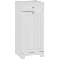 HOMCOM HOMCOM Badezimmerschrank mit klappbarem Wäschekorb, Wäscheschrank mit faltbarem Stoffbeutel und Schublade, Weiß, 40x38x90 cm Aosom