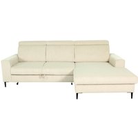 Canapé d'angle convertible - 4 places - NIZZA - Velours côtelé Beige - Coffre - 250 x 166 x 92/104 cm