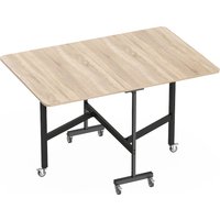HOMCOM Foldable Dining Table, Drop-Leaf Kitchen Table with Locking Wheels for 4-6 People, Folding Desk with Steel Frame, for Living Room, 120x80x73 cm, Oak | Aosom Ireland