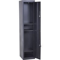 Vinsetto Spindschrank mit 4 Fächern, Metallschließfach mit 2 abschließbaren Türen (2 Schlüssel), Kleiderstange, Aufbewahrungsschrank für Büro, Garage, Schule, 38 x 46 x 180 cm, schwarz Aosom