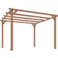 Outsunny 3x3 m Spruce Wood Pergola Gazebo, Garden Pergola with Triangular Brackets & 5 Beams for Climbing Plants and Flowers, Outdoor Wooden Pergola for Patio, Terrace, Maple Wood Effect | Aosom Ireland