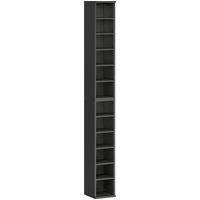 HOMCOM Conjunto de 2 estantes coluna armário de armazenamento CD-DVD 12 compartimentos 21 x 22,5 x 88,5 cm capacidade 204 CDs preto Aosom Portugal