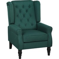 HOMCOM Elegant wing chair, thickly padded, removable cover, 74 x 86 x 102 cm, Dark Green | Aosom Ireland