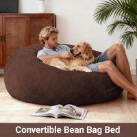 2 1 Convertible Bean Bag Chair Bed Removable Machine Washable Cover Giant sofa Soft Liner x 110W x cm Aosom