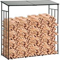 Outsunny Abri-bûches support pour bois de chauffage range-bûches en métal et polycarbonate 185 x 67 x 185 cm noir