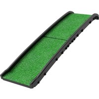 PawHut Rampe pour chiens avec gazon synthétique 155 cm Rampe pliante pour voiture avec poignée Angle réglable Vert