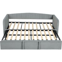 HOMCOM Letto Divano 3 Posti con Lettino Estraibile Convertibile in Letto Matrimoniale,205x186x75 cm, Grigio Chiaro Aosom Italy