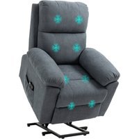 HOMCOM Fauteuil releveur électrique fauteuil massant inclinable avec repose-pied télécommande revêtement synthétique tissu gris