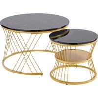 Modernes 2‑teiliges Nesting-Couchtisch-Set, 70x70x45 cm/45x45x40 cm, Schwarz