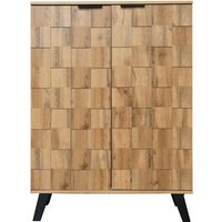 GL Store Moderner Schuhschrank mit 5 Fächern, geometrisches Holzmaserungsmuster, für Flur und Eingangsbereich, 80,5x35x109,5 cm, Naturfarbe