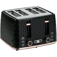 HOMCOM 4 Slice Toaster with 7 Browning Levels, High Lift, Reheat/Defrost/Cancel, Self-centring Function, Auto Off, 1600W, Black