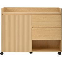 Meuble à caussures mobile avec séparateurs réglables, 110x35x86 cm, Couleur naturelle