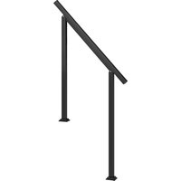 Outsunny Rampe d'Escalier Extérieure pour 1 à 3 Marches, Main Courante Escalier en Métal avec Kit d'Installation, Noir