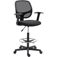 Vinsetto Chaise bureau ergonomique, chaise de dessin, repose-pieds, dossier en maille, hauteur réglable, 60x56x110-132cm, noir