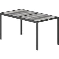 Outsunny Table de jardin pour 4 à 6 personnes, table à manger extérieure avec plateau à effet bois, 150 x 80 x 74 cm, gris