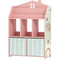 AIYAPLAY Étagère enfant pour jouets avec tiroirs en tissu étagères ouvertes design renards organisateur de jouets rose