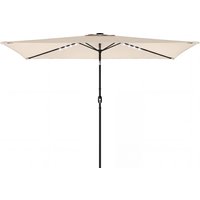 Outsunny Parasol de jardin avec 24 LED solaires Toile inclinable Mât métallique 2,9x2,5 m Crème