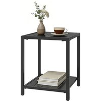 Outsunny Table d'appoint 45 x 45 cm résistante aux intempéries Table de jardin à plateau à lames Rangement pieds réglables 30 kg de charge