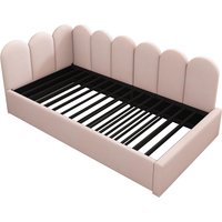 AB Store Polster-Daybett mit Ausziehbett, 2-in-1 Schlafsofa mit Samtbezug und Lattenrost, ohne Matratze, Hauptbett 90x200 cm / Ausziehbett 90x190 cm, Rosa