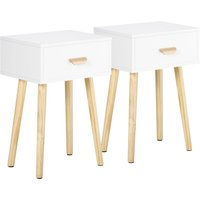Aosom 10% Rabatt 2 moderne Nachttische aus Holz Eiche und Weiß 405x305x60 cm