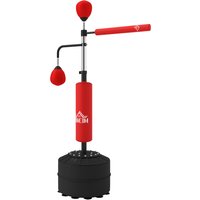 HOMCOM Sac de frappe sur pied 4 en 1 punching ball autonome balles de vitesse barre rotative gants 88 x 50 x 160-230 cm rouge
